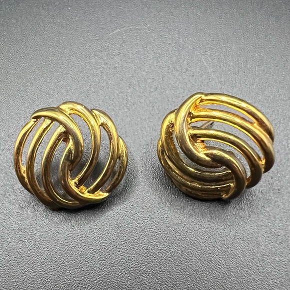 Monet Jewelry - Vintage Monet Love Knot Gold Tone Earrings